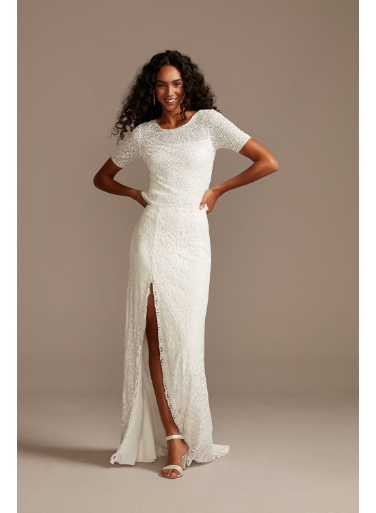 Stretch Lace Wedding Separates Skirt with Slit DB Studio DS150828