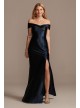 Stretch Satin Off the Shoulder Dress with Slit  WBM2139