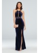 Stretch Velvet High Neck Gown with Sheer Details City Triangles 1656UD8B