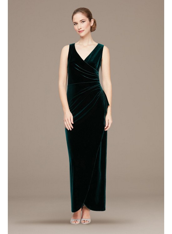 Stretch Velvet Surplice Gown with Cascade Slit Alex Evenings 81918571