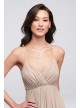 Surplice Mesh Bridesmaid Dress with Peasant Skirt  F19771