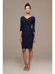 Surplice Scuba Sheath Dress with Cascade Ruffle Alex Evenings 134134