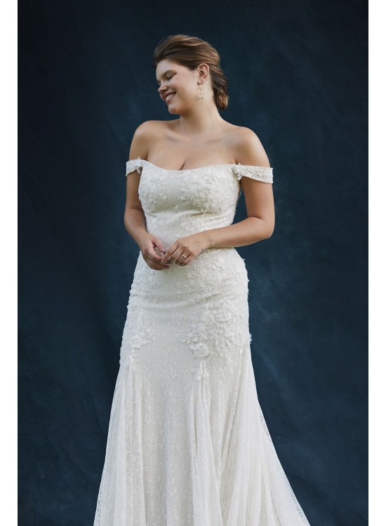 Swag Sleeve Layered Lace Plus Size Wedding Dress Melissa Sweet 8MS251196