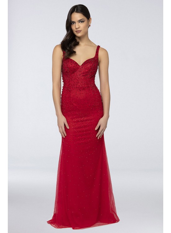 Sweetheart Sheath Dress with Tonal Crystals Terani Couture 1912P8438