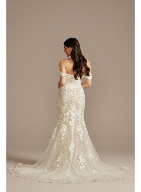 Tall Embellished Lace Swag Sleeve Wedding Dress  4XLLSSWG899