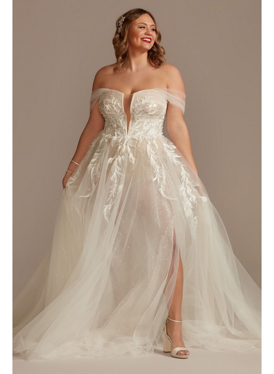 Tall Plus Tulle Bodysuit Wedding Dress with Straps  4XL9MBSWG898