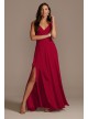 Tank Georgette Cascade Bridesmaid Dress with Slit  F20225