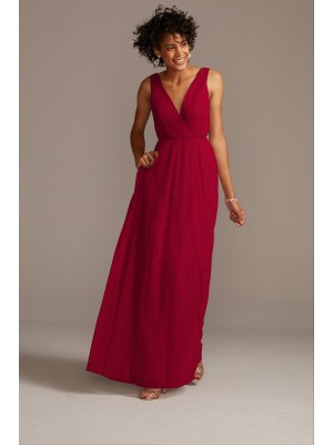 Tank Pleated Soft Net Bridesmaid Dress  F20110