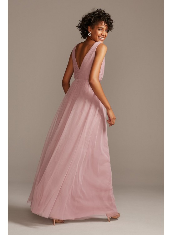 Tank Pleated Soft Net Bridesmaid Dress  F20110