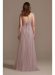 Tank V-Neck Embroidered Soft Net Bridesmaid Dress  F20119