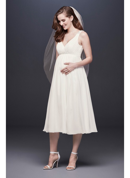 Tea-Length Chiffon V-Neck Maternity Wedding Dress  Collection WG3922