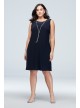 Textured Glitter Plus Size Dress with Necklace  1873W