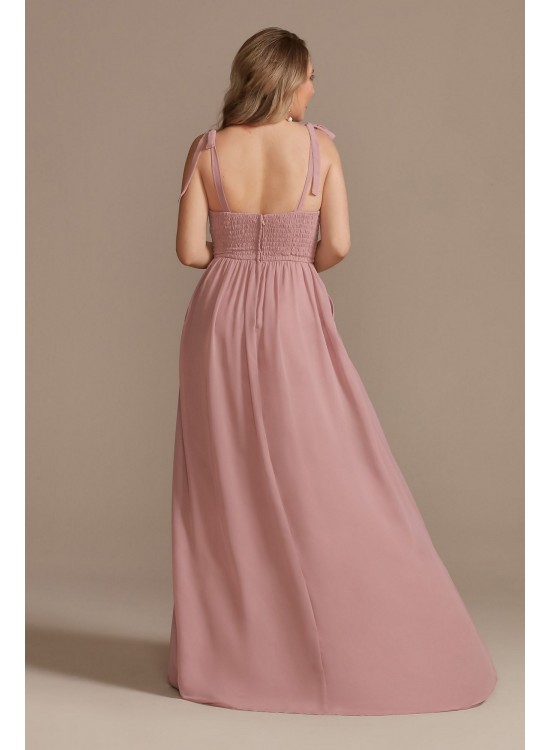 Tie-Strap Chiffon Sweetheart Long Bridesmaid Dress F20364