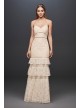 Tiered Lace Sheath Gown with Openwork Insets DB Studio DS870026