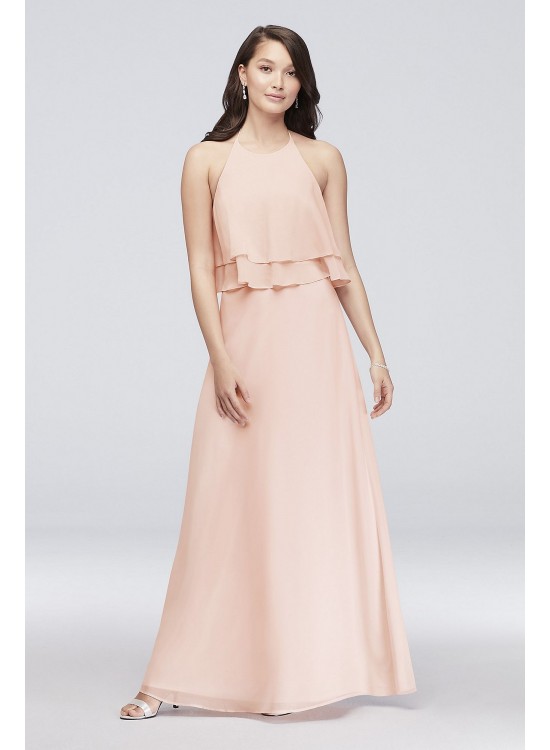 Tiered Ruffle Chiffon High-Neck Bridesmaid Dress Reverie W60006