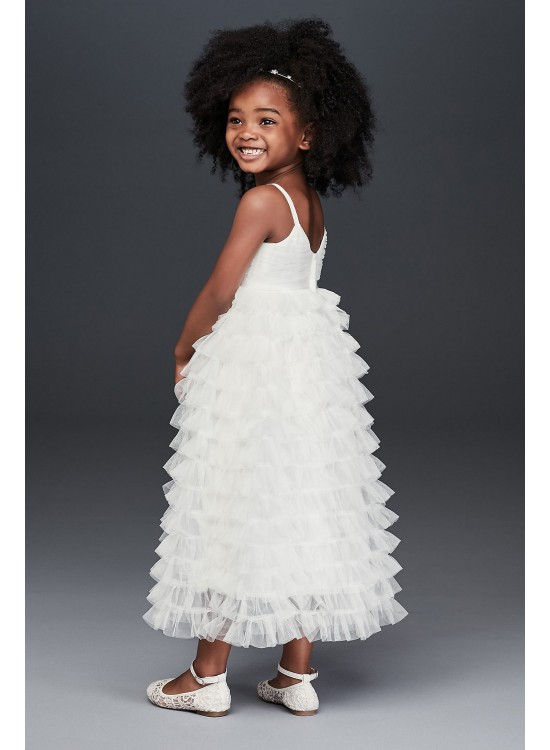 Tiered Tulle Ruffle Skirt Flower Girl Dress  CR1401