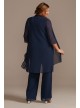 Tonal Beaded Chiffon Plus-Size Pantsuit  WBM2429W