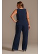 Tonal Beaded Chiffon Plus-Size Pantsuit  WBM2429W