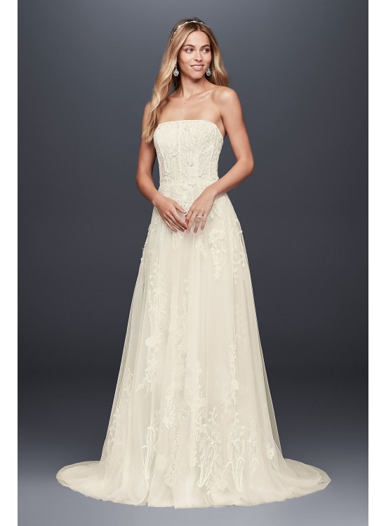 Trailing Floral Lace Wedding Gown with Capelet Melissa Sweet MS251186