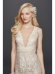 Tulle A-Line Wedding Dress with Plunging V-Neck  SWG722