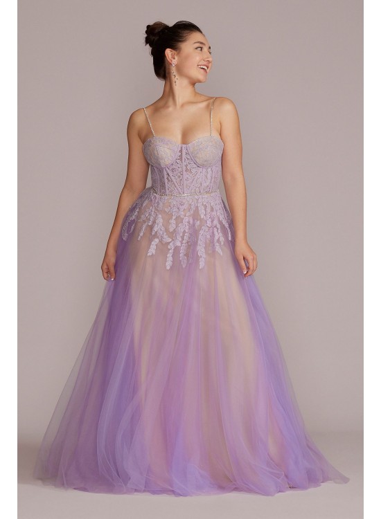 Tulle Ball Gown with Illusion Lace Corset Jules and Cleo WBM2881