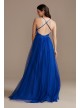 Tulle Dress with Plunge Neckline and Open Back Emerald Sundae ACE2229420