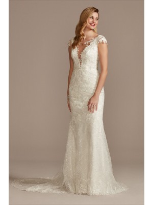 Tulle Sheath Wedding Dress with Beaded Swag Back  SWG884