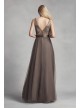 Tulle Surplice Bridesmaid Dress with Lace Back  VW360322