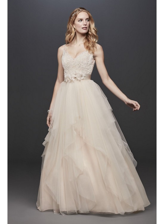 Tulle Tank V-Neck Ball Gown with Layered Skirt Galina WG3913