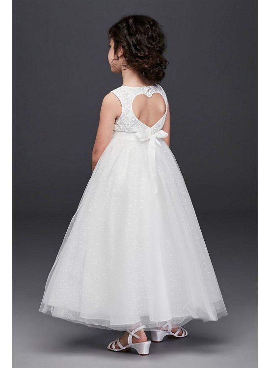 Tulle and Lace Flower Girl Dress with Heart Cutout  RK1384