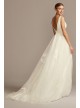 Tulle and Mikado V-Neck Ball Gown Wedding Dress  Collection 4XLWG3877