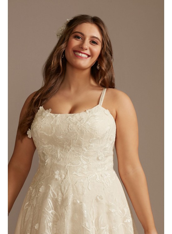 V-Back Spaghetti Strap Plus Size Wedding Dress Melissa Sweet 8MS251248