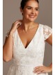 V-Neck Embroidered Lace Cap Sleeve Plus Size Dress DB Studio 9SDWG0804