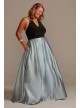 V-Neck Halter Satin Plus Ball Gown with Pockets  WBM2405V1W