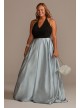 V-Neck Halter Satin Plus Ball Gown with Pockets  WBM2405V1W