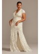 V-Neck Lace Open Back Plus Size Wedding Dress Melissa Sweet 8MS251215