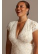 V-Neck Lace Open Back Plus Size Wedding Dress Melissa Sweet 8MS251215