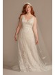 V-Neck Lace Plus Wedding Dress with Scallop Hem Melissa Sweet 8MS251250