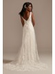 V-Neck Lace Tall Wedding Dress with Scallop Hem Melissa Sweet 4XLMS251250