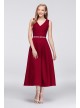 V-Neck Mikado Tea-Length Bridesmaid Dress  OC290027