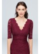 V-Neck Ruched Lace Mermaid Gown with 3/4 Sleeves Nightway 21719