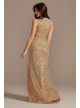 V-Neck Sequin Sheath Gown with Knot Detail WBM2545