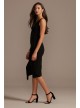 V-Neck Stretch Crepe Midi Dress with Ruffled  Slit DB Studio DS270108