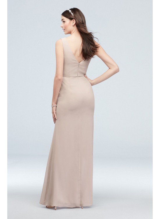 V-Neck Tank Chiffon Cascade Bridesmaid Dress  F20012