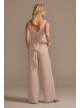 V-Neck Tie Waist Chiffon Bridesmaid Jumpsuit  F20331