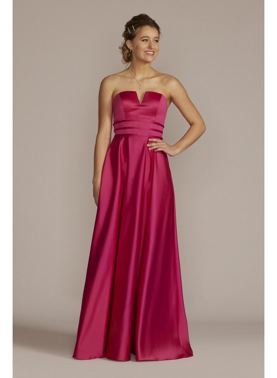 V-Notch Strapless Prom Gown with Waist Detail Jules and Cleo D24NY22075V1