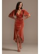 Velvet Flutter Sleeve Midi Dress with Tie Waist DB Studio DS270123