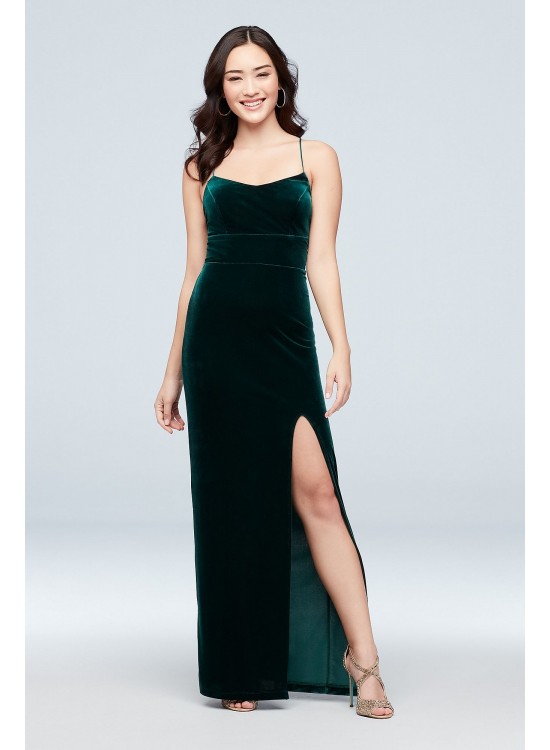 Velvet Scoopneck Sheath Dress with Satin Straps Teeze Me 735907T