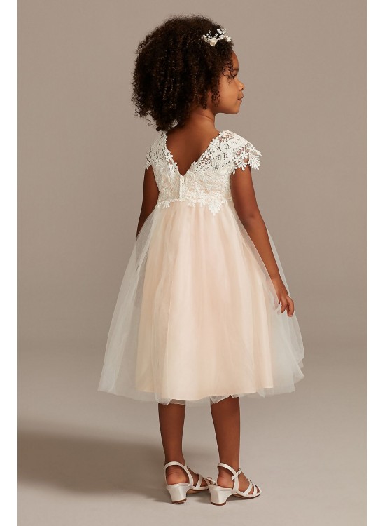 Venise Lace Cap Sleeve Flower Girl Dress  OP269