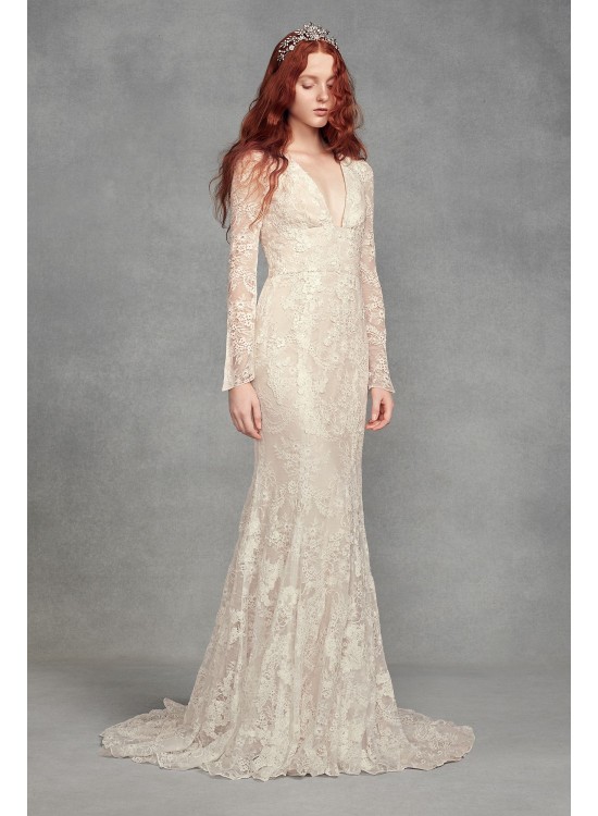  Bell Sleeve Lace Wedding Dress  VW351428